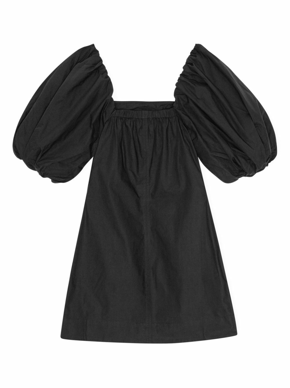 GANNI Black Puff-Sleeve Mini Dress GANNI