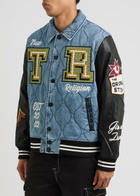 True Religion Logo-embroidered Quilted Denim Varsity Jacket Blue