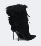 Paris Texas Lidia shearling-trimmed suede ankle boots