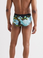 TOM FORD - Floral-Print Stretch-Cotton Briefs - Blue