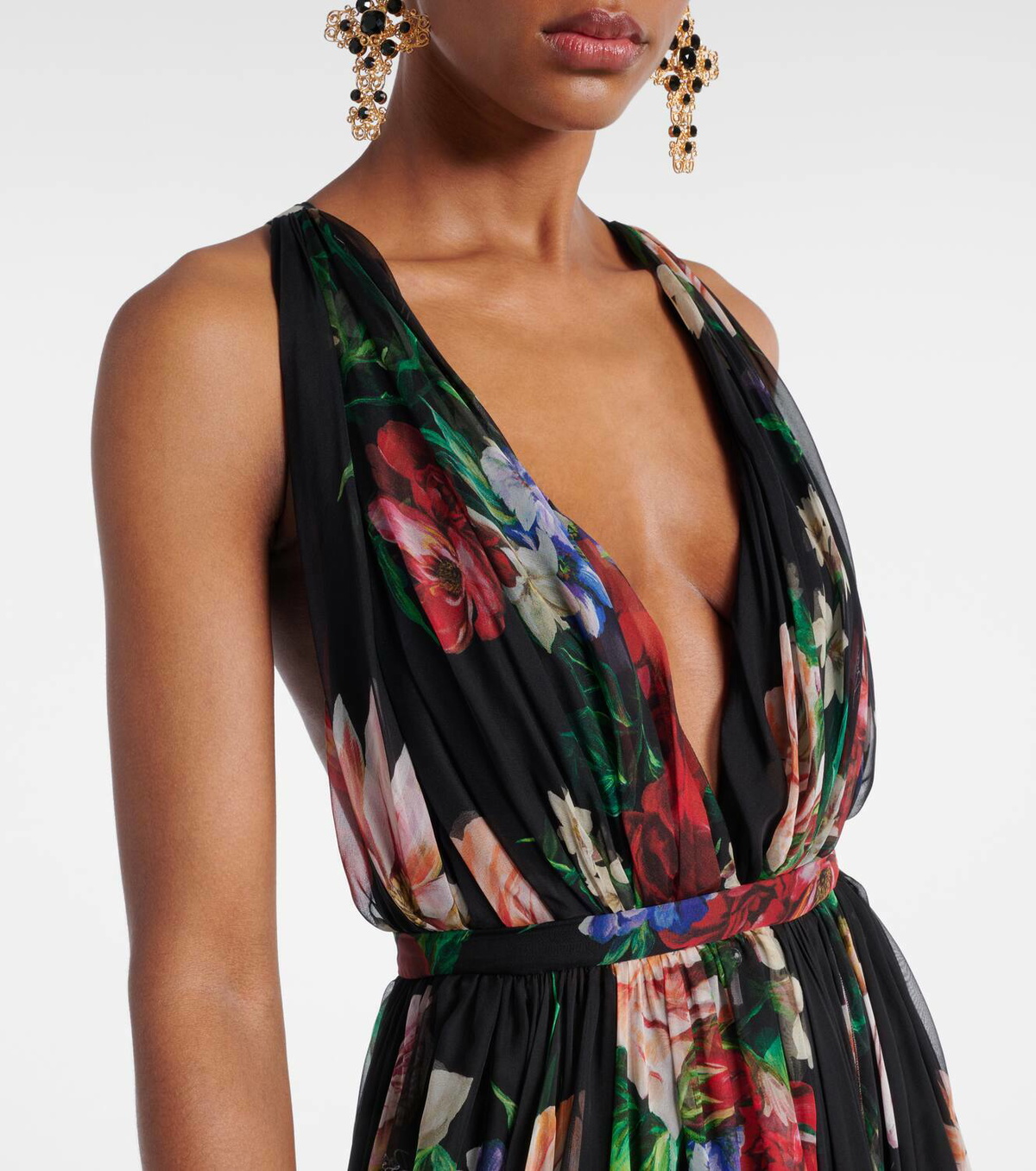 Dolce&Gabbana Floral pleated silk chiffon gown Dolce & Gabbana