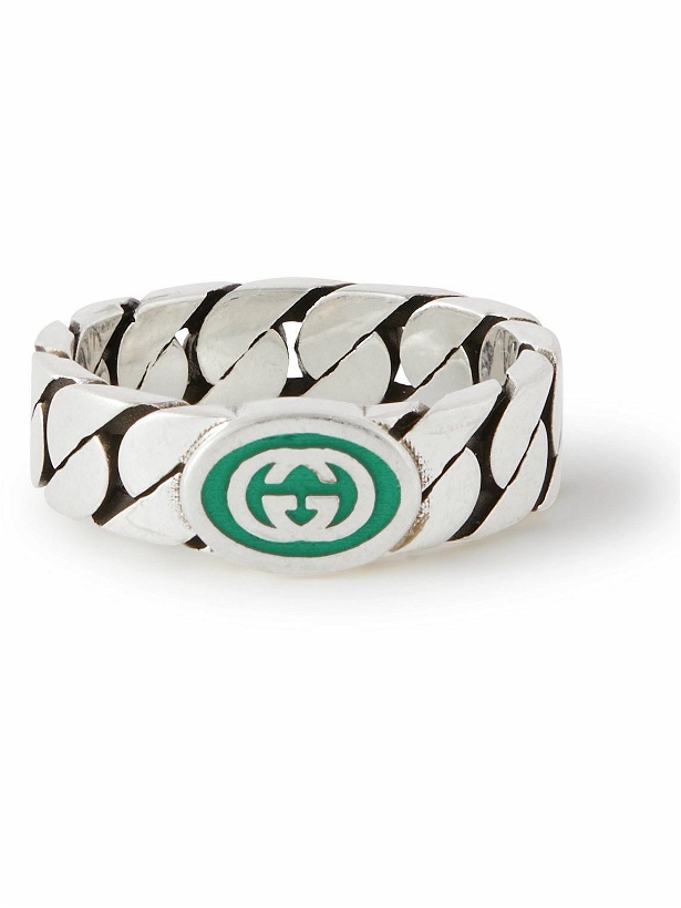 Photo: GUCCI - Sterling Silver and Enamel Ring - Silver