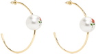 Safsafu Gold Pearl & Roses Hoop Earrings