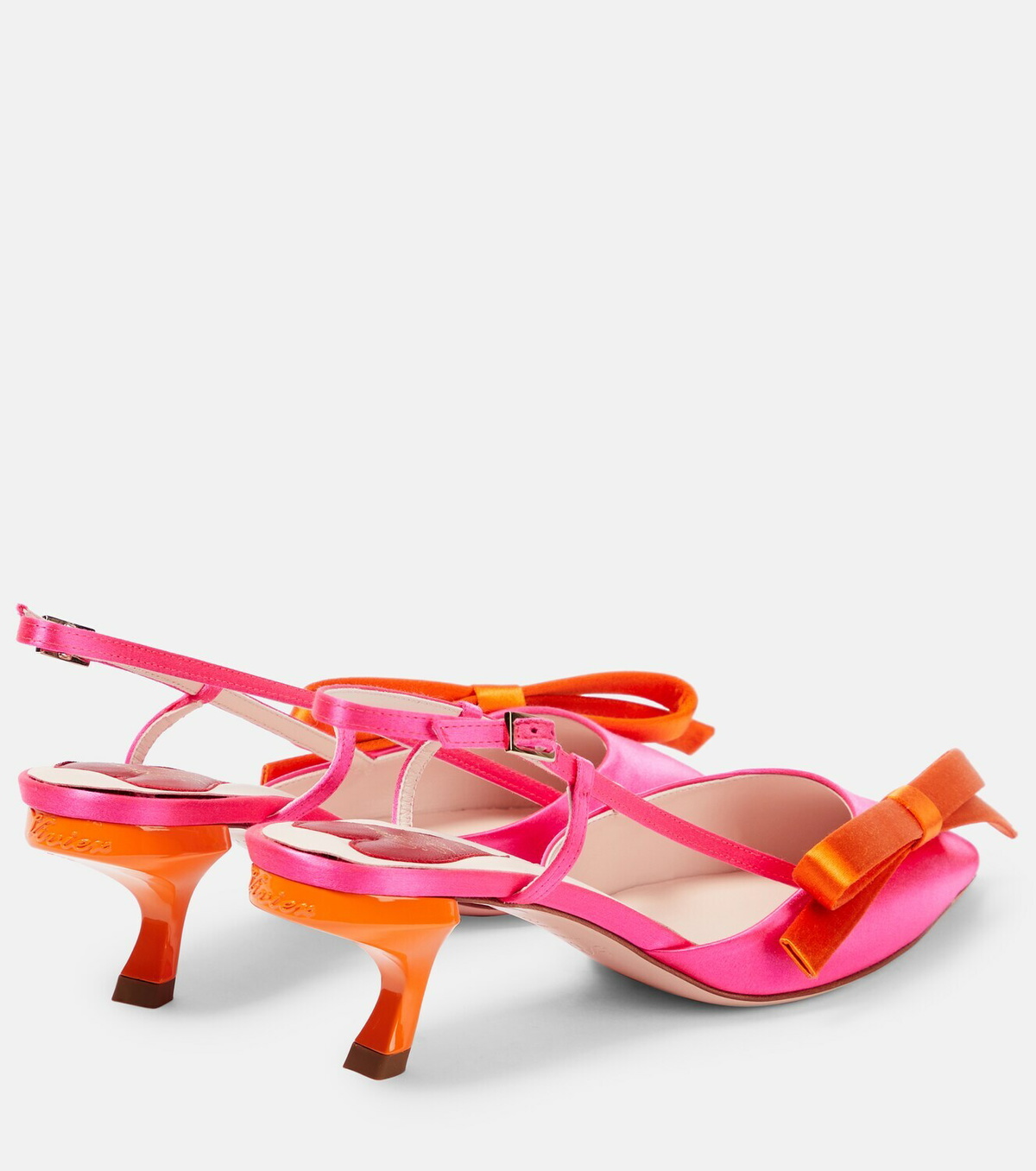 【Roger Vivier】55mmサテンのVirgule Bowパンプス Roger Vivier - 55mm Virgule Bow satin pumps - Yellow/Pink | eBay
