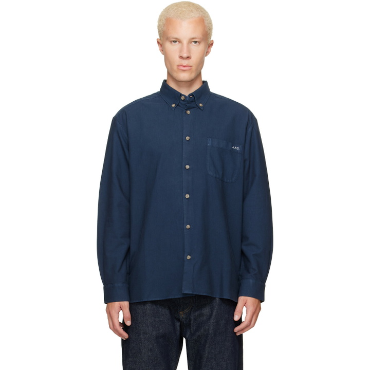 Photo: A.P.C. Blue Mateo Logo Shirt