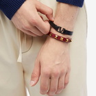 Valentino Men's V Logo Bracelet in Black/Red