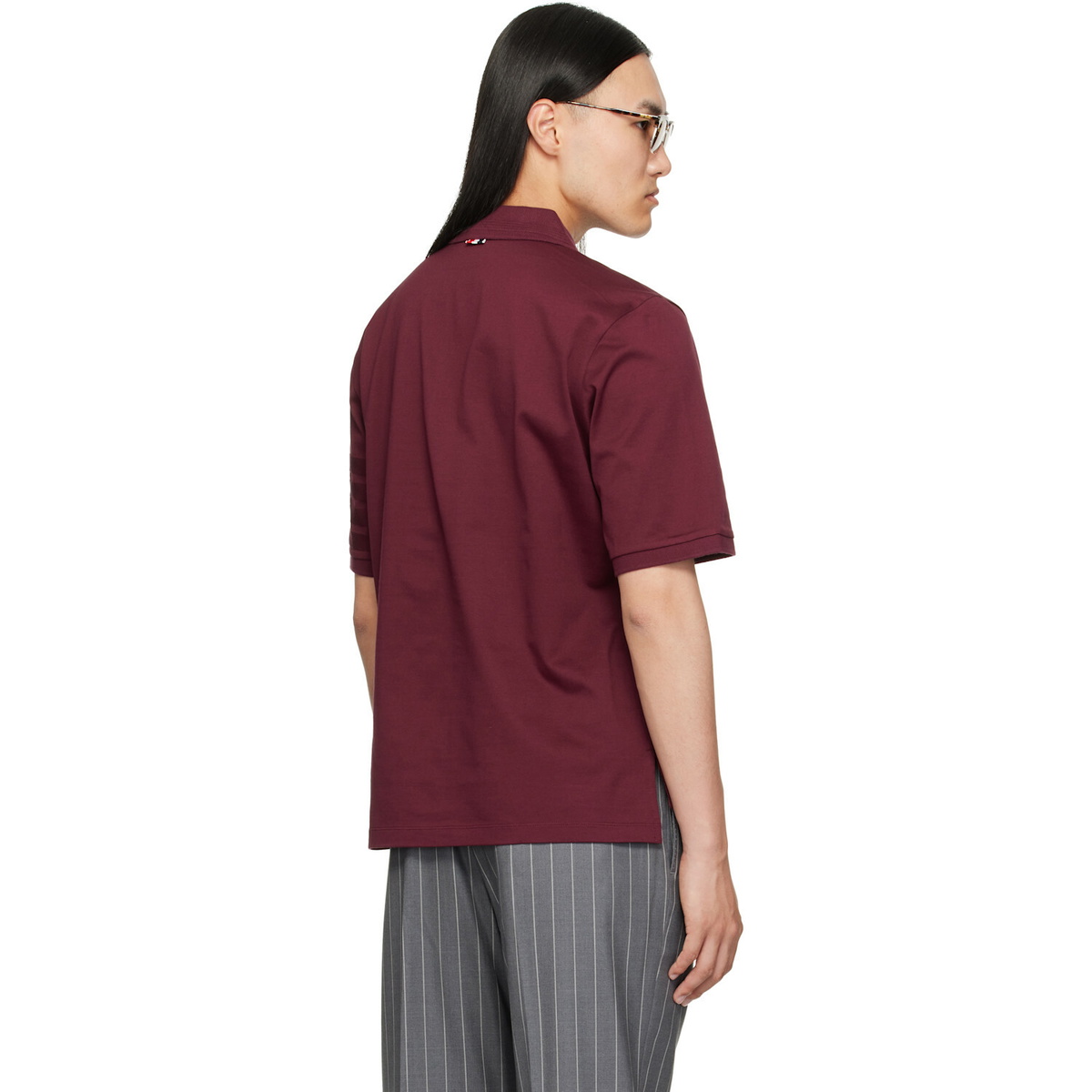 Thom Browne Burgundy Jersey Ottoman 4-Bar Polo