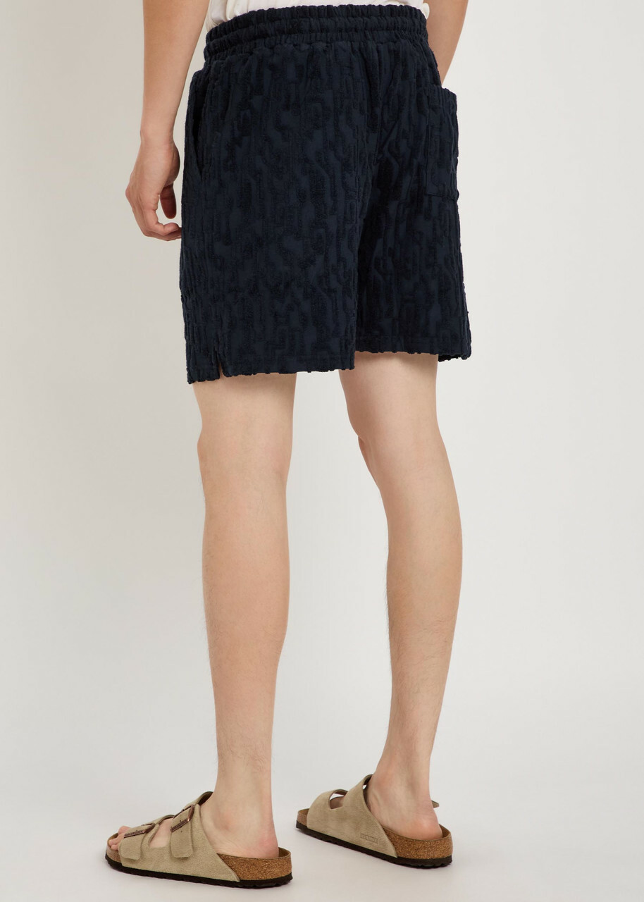 Raith Fausto Flocked-pattern Terry Shorts Navy