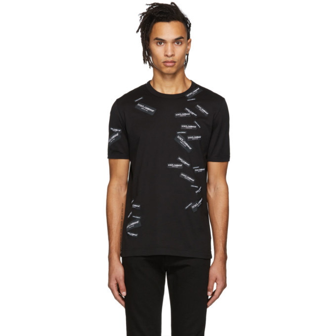 Photo: Dolce and Gabbana Black All-Over Patches T-Shirt