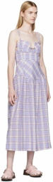 GANNI Purple Seersucker Midi Dress