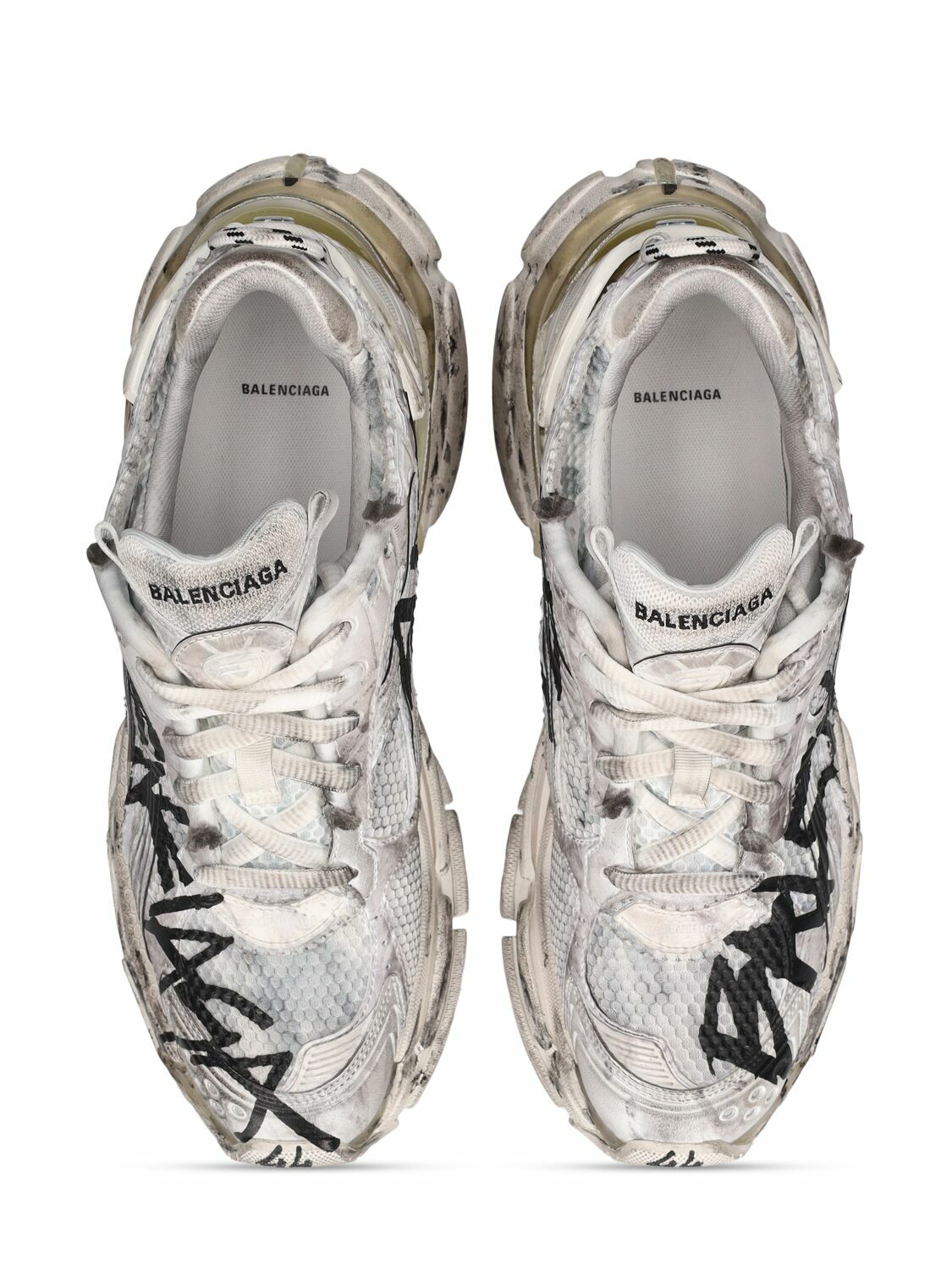 BALENCIAGA Runner Mesh And Nylon Graffiti Sneakers Balenciaga