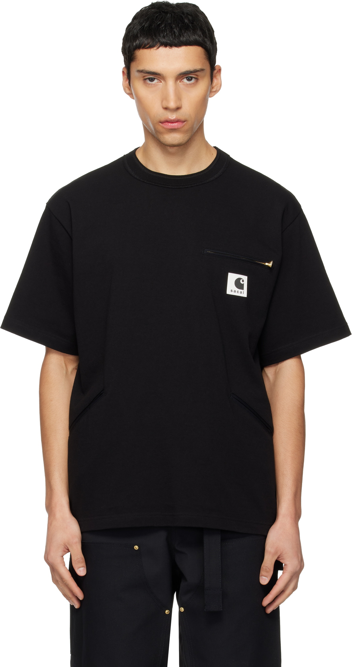 sacai Black WTAPS Edition Flock Print T-shirt Sacai