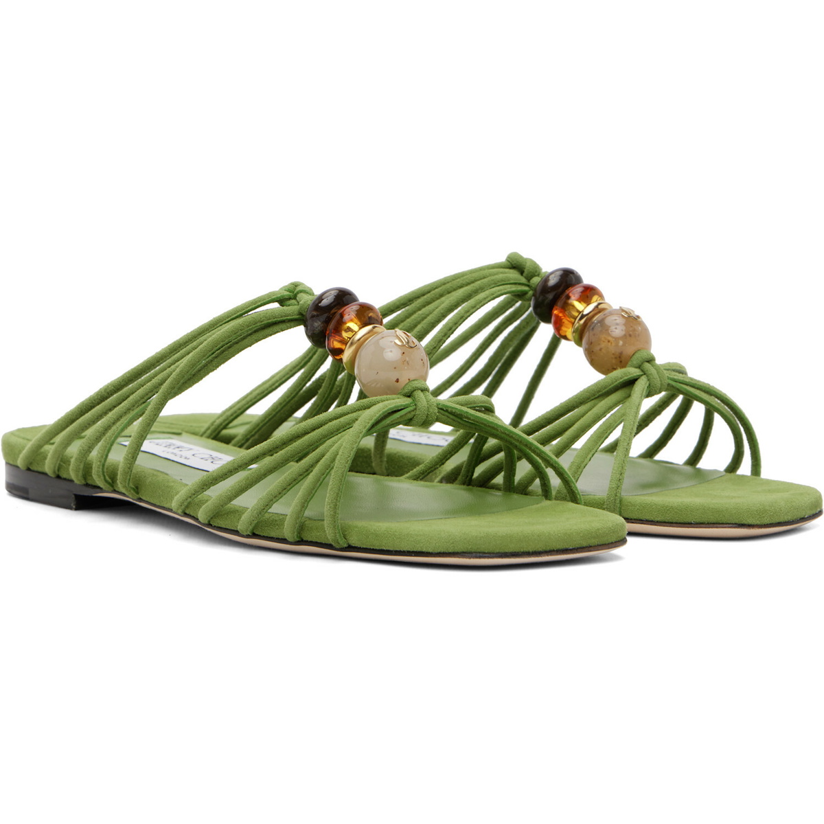 Jimmy Choo Green Lova Mule Flat Sandals