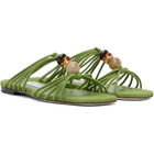Jimmy Choo Green Lova Mule Flat Sandals