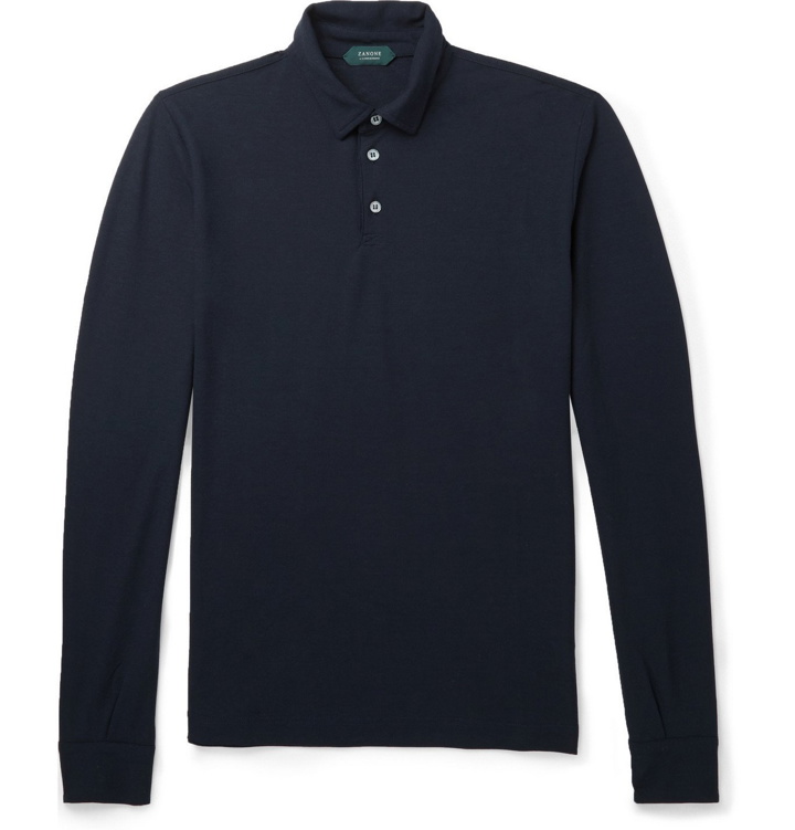 Photo: INCOTEX - Cotton Polo Shirt - Blue