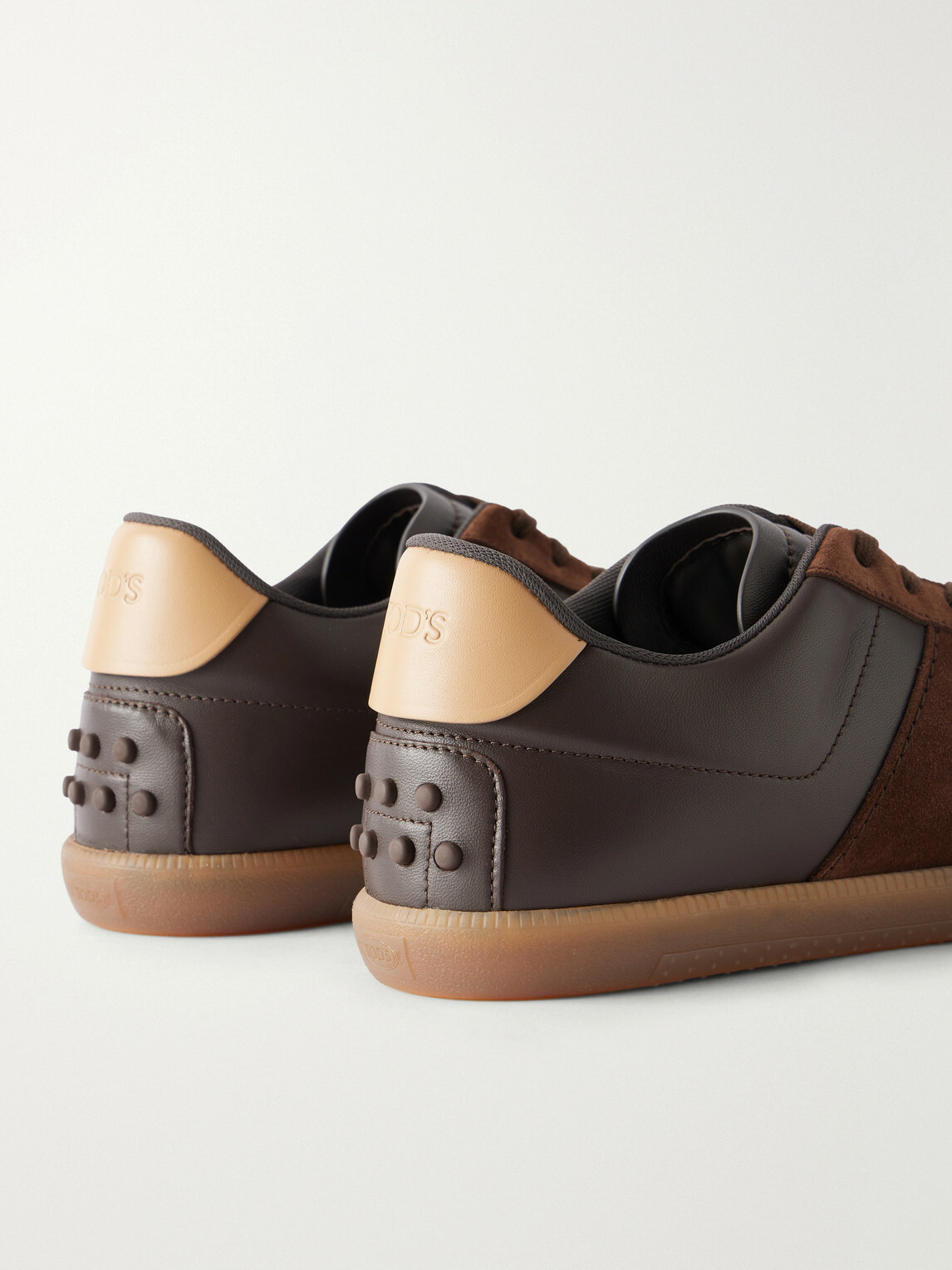 Tod's - Suede-Trimmed Leather Sneakers - Brown