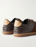 Tod's - Suede-Trimmed Leather Sneakers - Brown