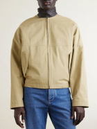 Bottega Veneta - Intrecciato Leather-Trimmed Cotton-Gabardine Jacket - Neutrals
