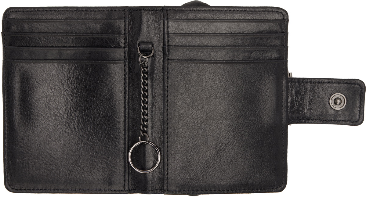 Y's Black Leather Metal Clasp Wallet
