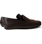 Manolo Blahnik - Mayfair Leather and Suede Driving Shoes - Brown