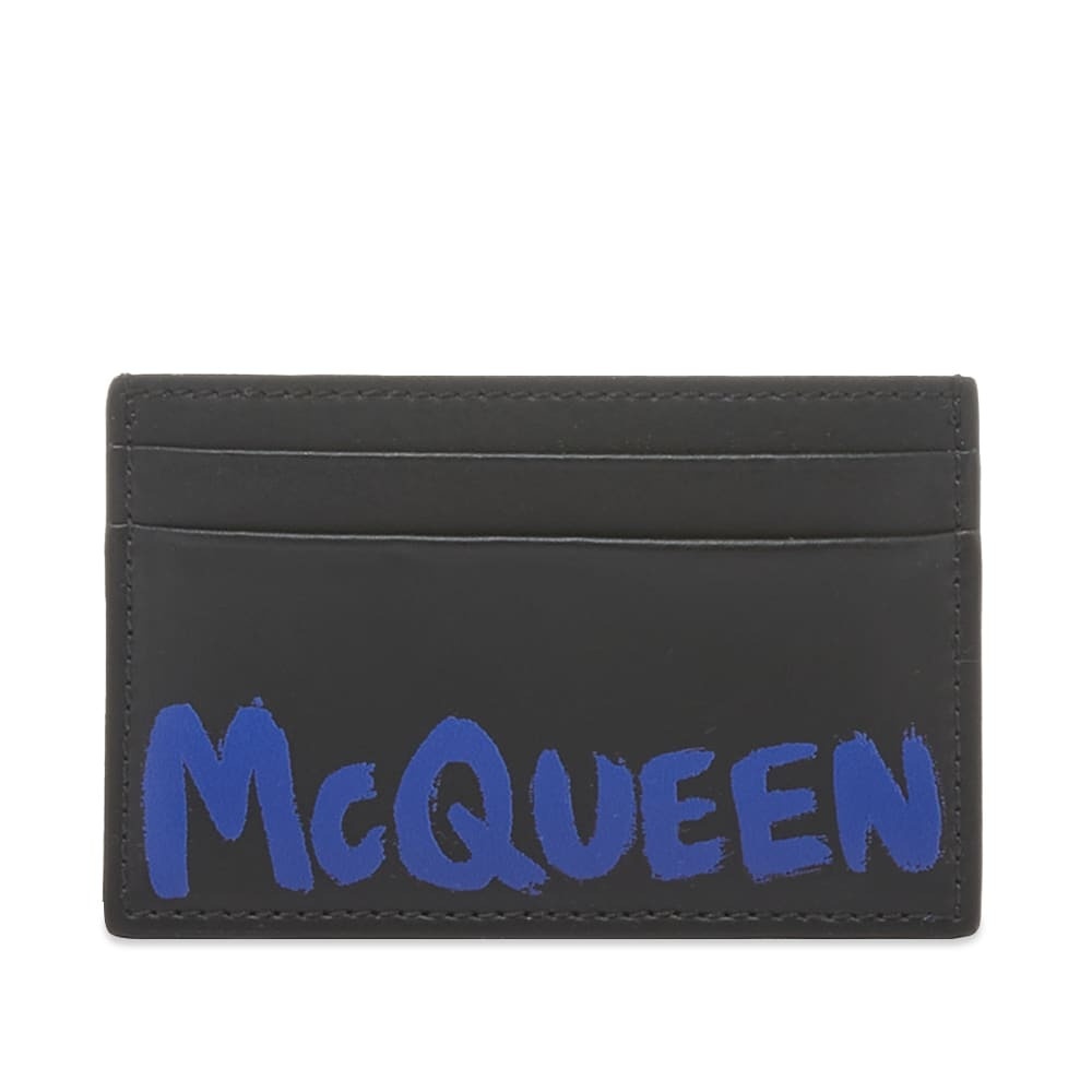 Photo: Alexander McQueen Men's Graffitti Logo Card Holder in Black/Ultramarine