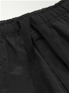 LOEWE - Leather-Trimmed Silk-Blend Shorts - Black