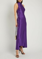 Rabanne Ruched Asymmetric Stretch-jersey Maxi Dress Violet