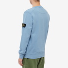 Stone Island Men's Brushed Cotton Crew Neck Sweat in Mid Blue