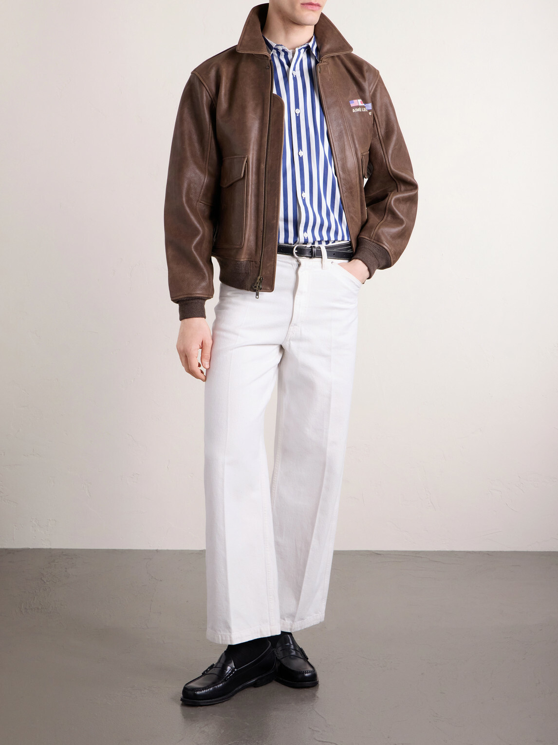 Aimé Leon Dore - Oversized Logo-Embroidered Striped Cotton Shirt - Blue