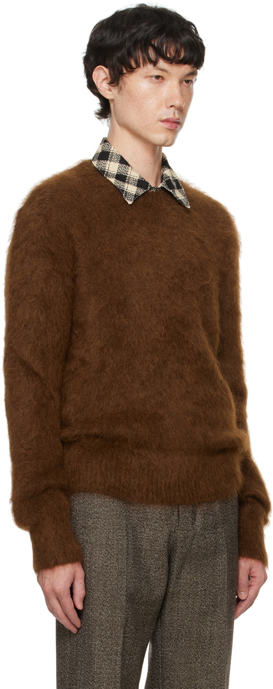 AMI Paris Brown Brushed Sweater