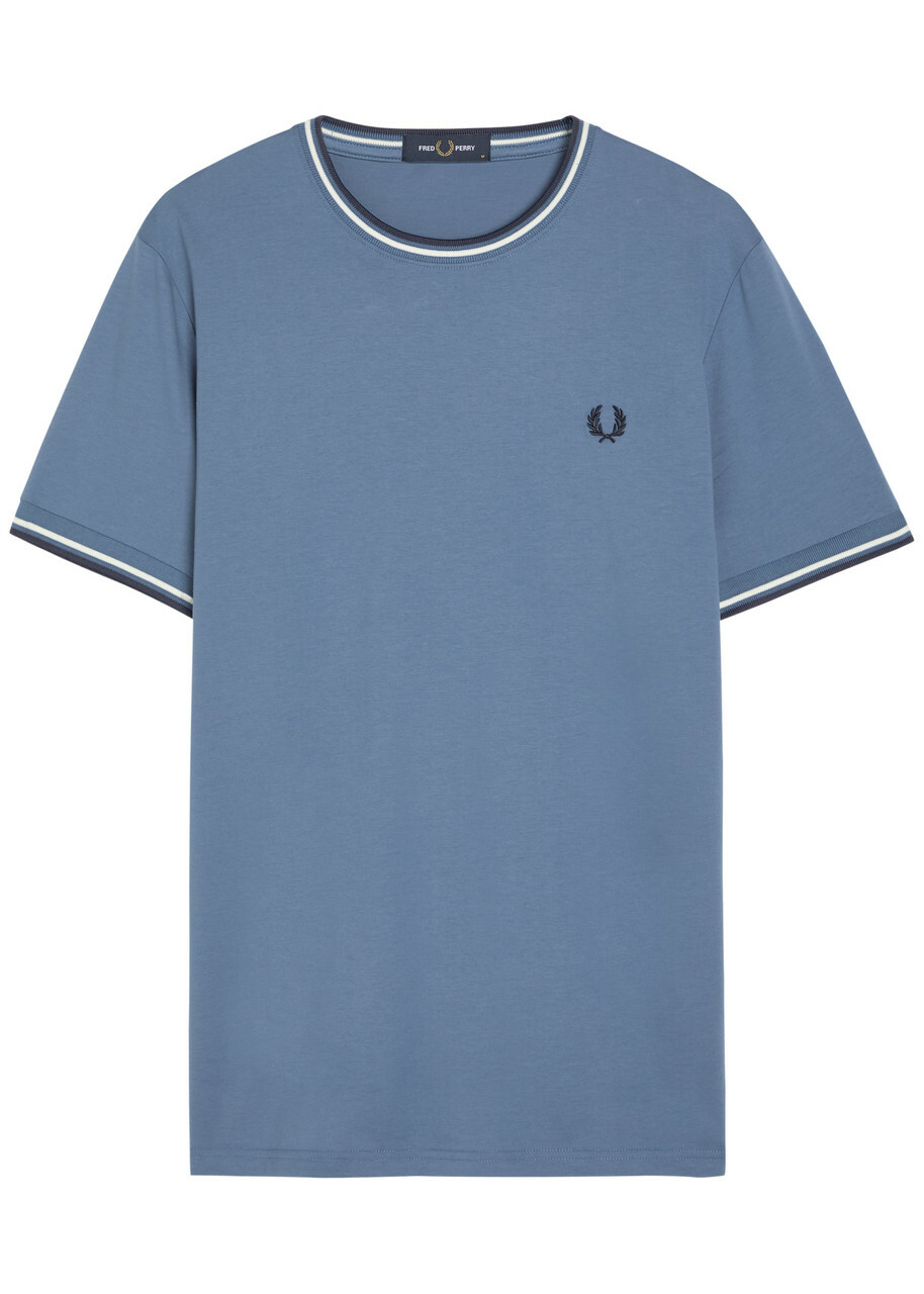 Fred Perry Logo-embroidered Cotton T-shirt Blue