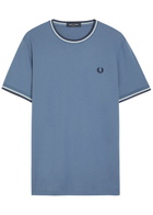 Fred Perry Logo-embroidered Cotton T-shirt Blue