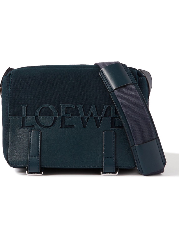 Photo: Loewe - Military XS Leather-Trimmed Canvas Messenger Bag