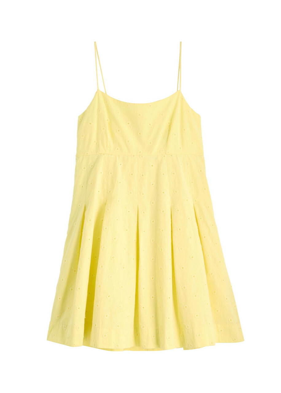 Damson Madder Iris Embroidered Cotton Mini Dress Yellow