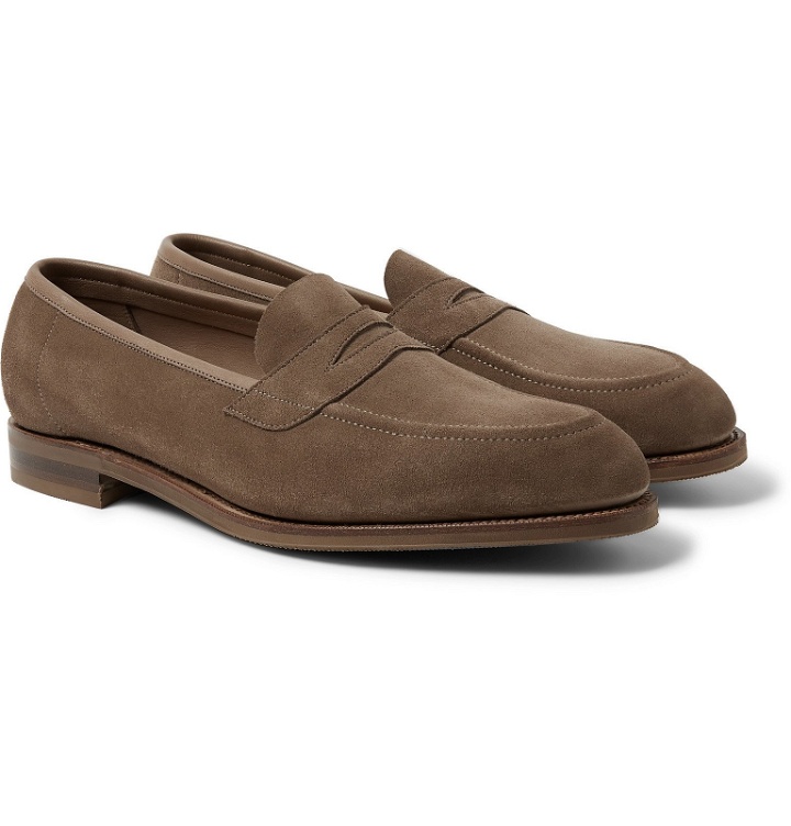 Photo: Edward Green - Suede Penny Loafers - Brown