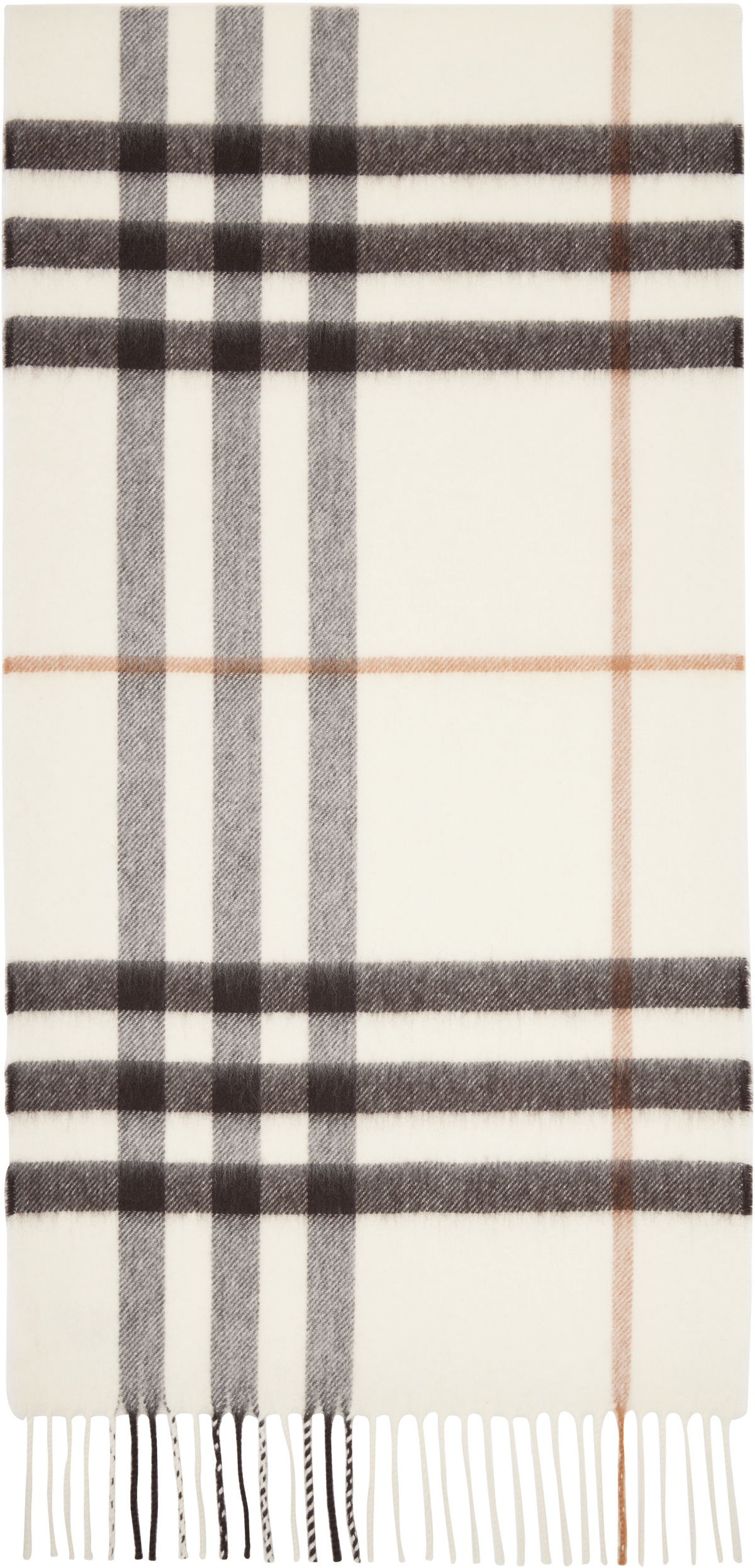 Burberry Off-White Check Cashmere Scarf