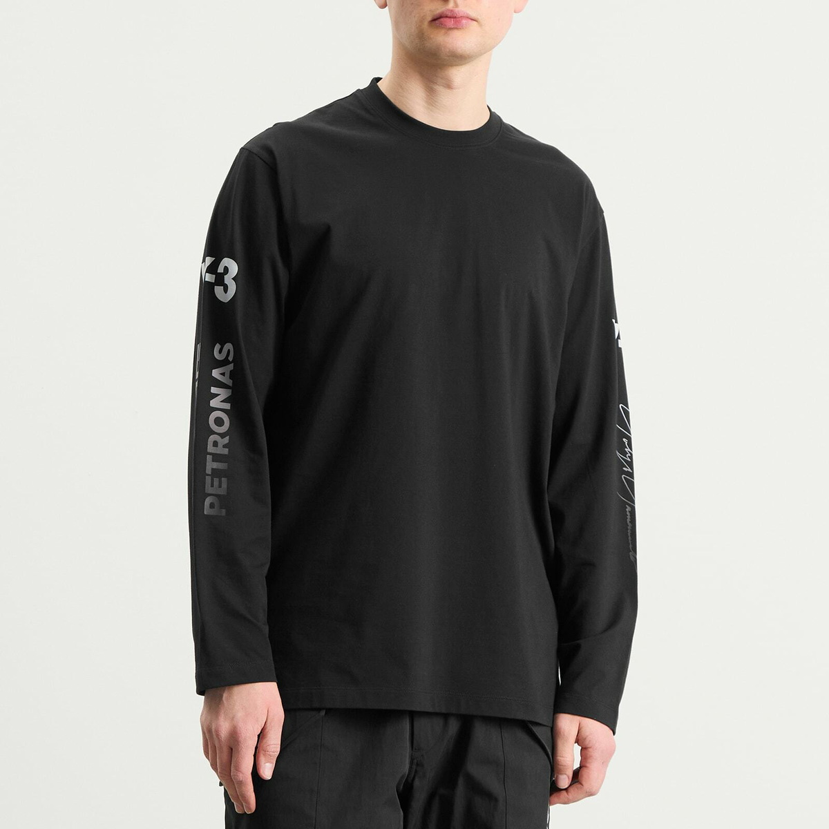 Y-3 Men's x Mercedes F1 Chaos Long Sleeve T-Shirt in Black