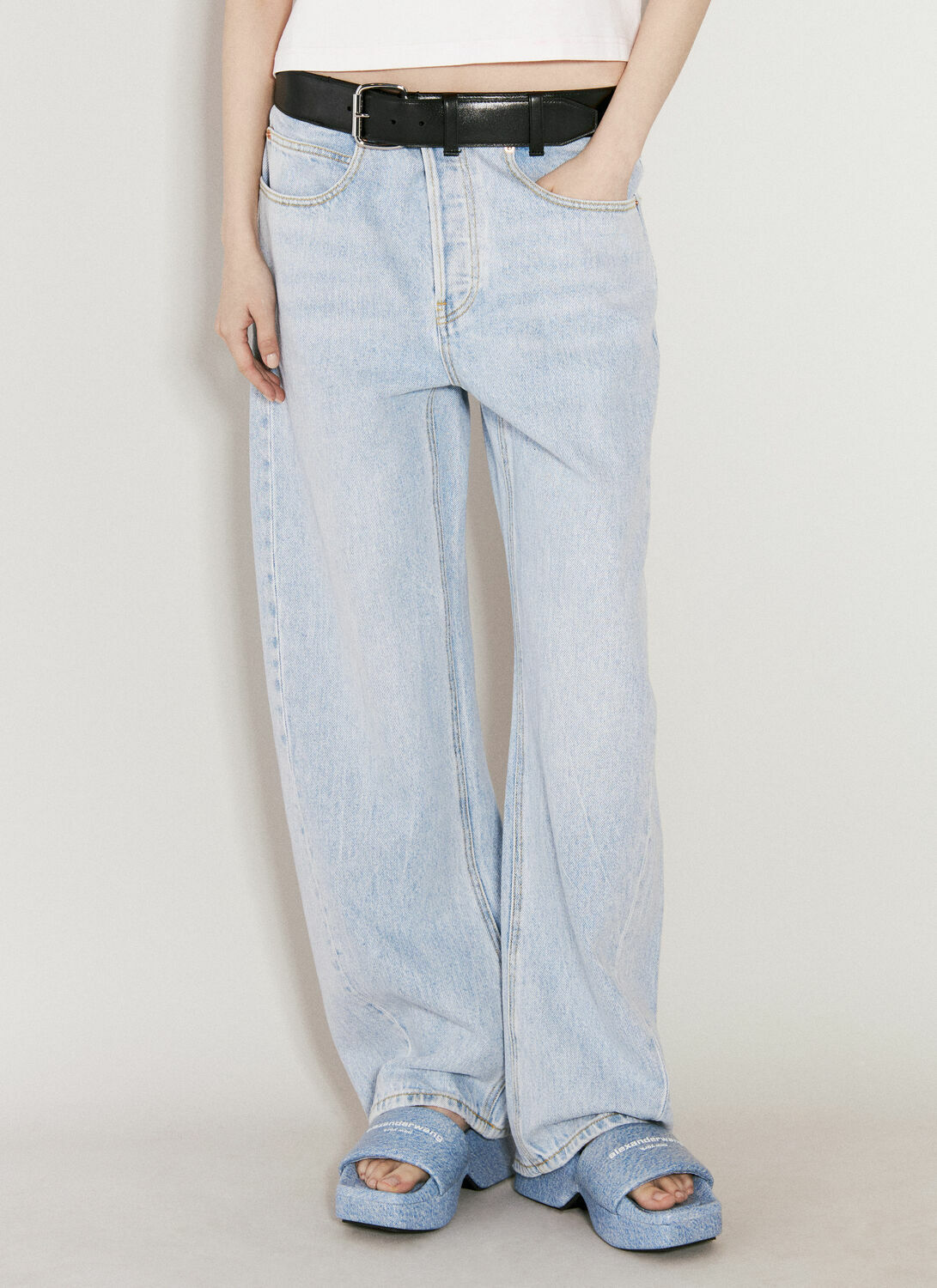 Alexander Wang Leather Belt Balloon Jeans
