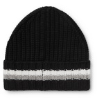 Bogner - Mero Striped Ribbed Cashmere Beanie - Black