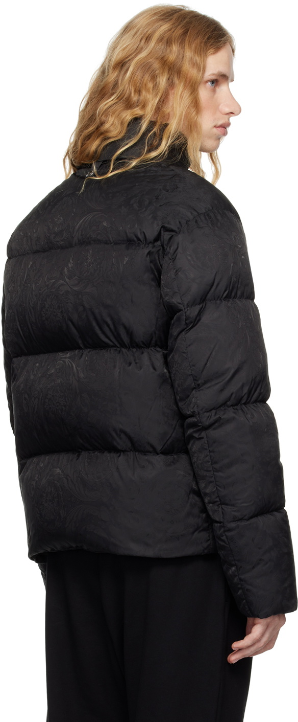 Versace Black Barocco Light Puffer Down Jacket
