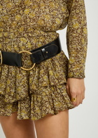Isabel Marant étoile Jocadia Floral Ruffled Cotton Shorts Khaki