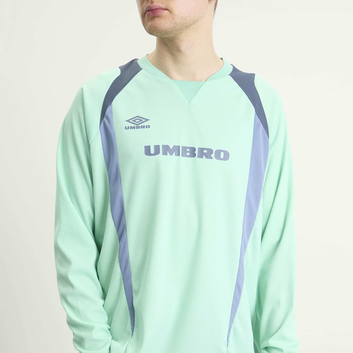 Umbro Men's Panelled Long Sleeve Jersey in Ocean Wave/Grisaille/Infinity