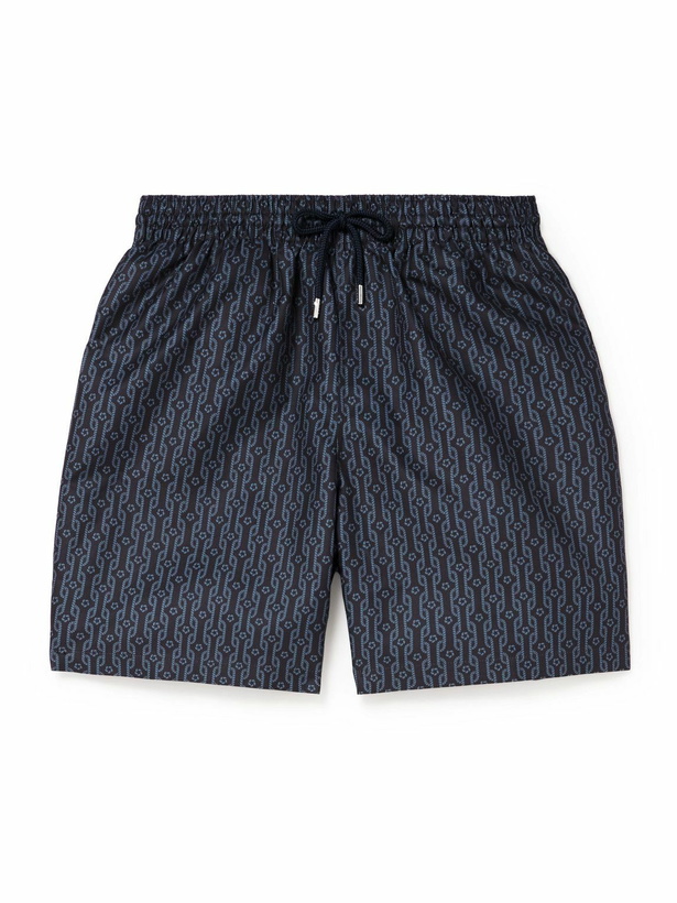 Photo: Derek Rose - Tropez Straight-Leg Mid-Length Printed Swim Shorts - Blue