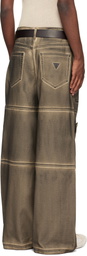 GUESS USA Brown Screenprinted Cargo Jeans