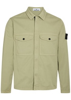 Stone Island Logo-appliquéd Stretch-cotton Overshirt Green Light