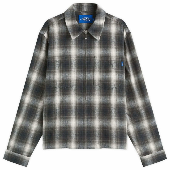 Photo: Awake NY Men's Brushed Flannel Shirt Jacket in Green Multi