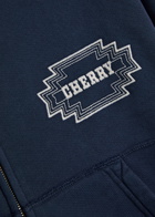 Cherry Los Angeles Embroidered Navajo Hooded Cotton Sweatshirt Blue