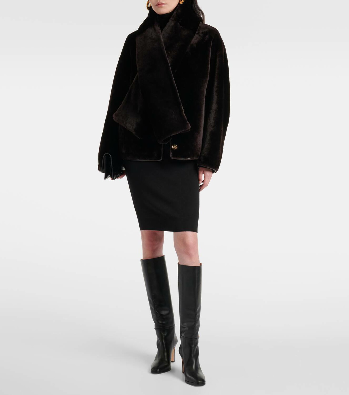 Nour Hammour Lyra scarf-detail shearling jacket