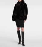 Nour Hammour Lyra scarf-detail shearling jacket
