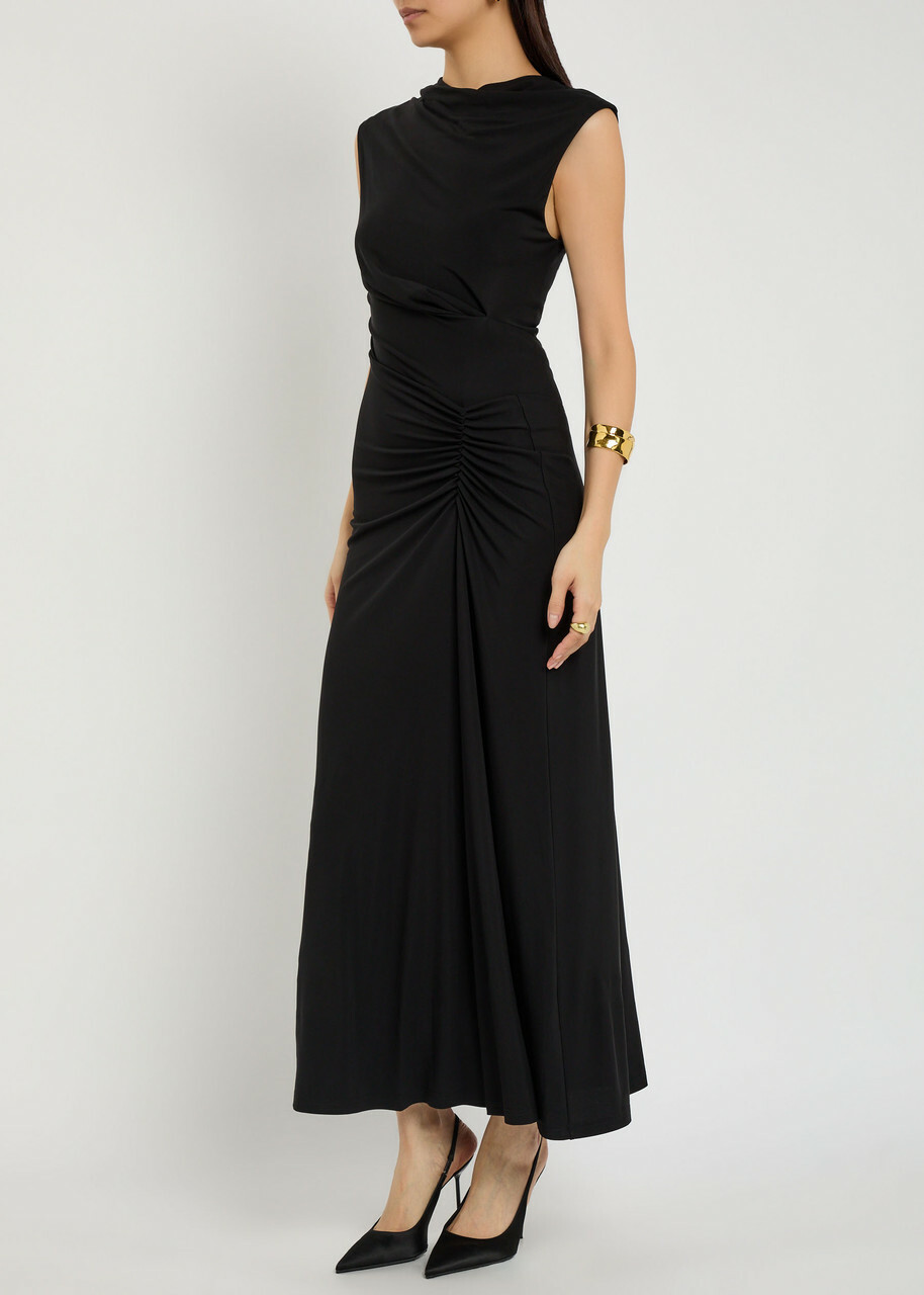 Simkhai Acacia Draped Jersey Maxi Dress Black